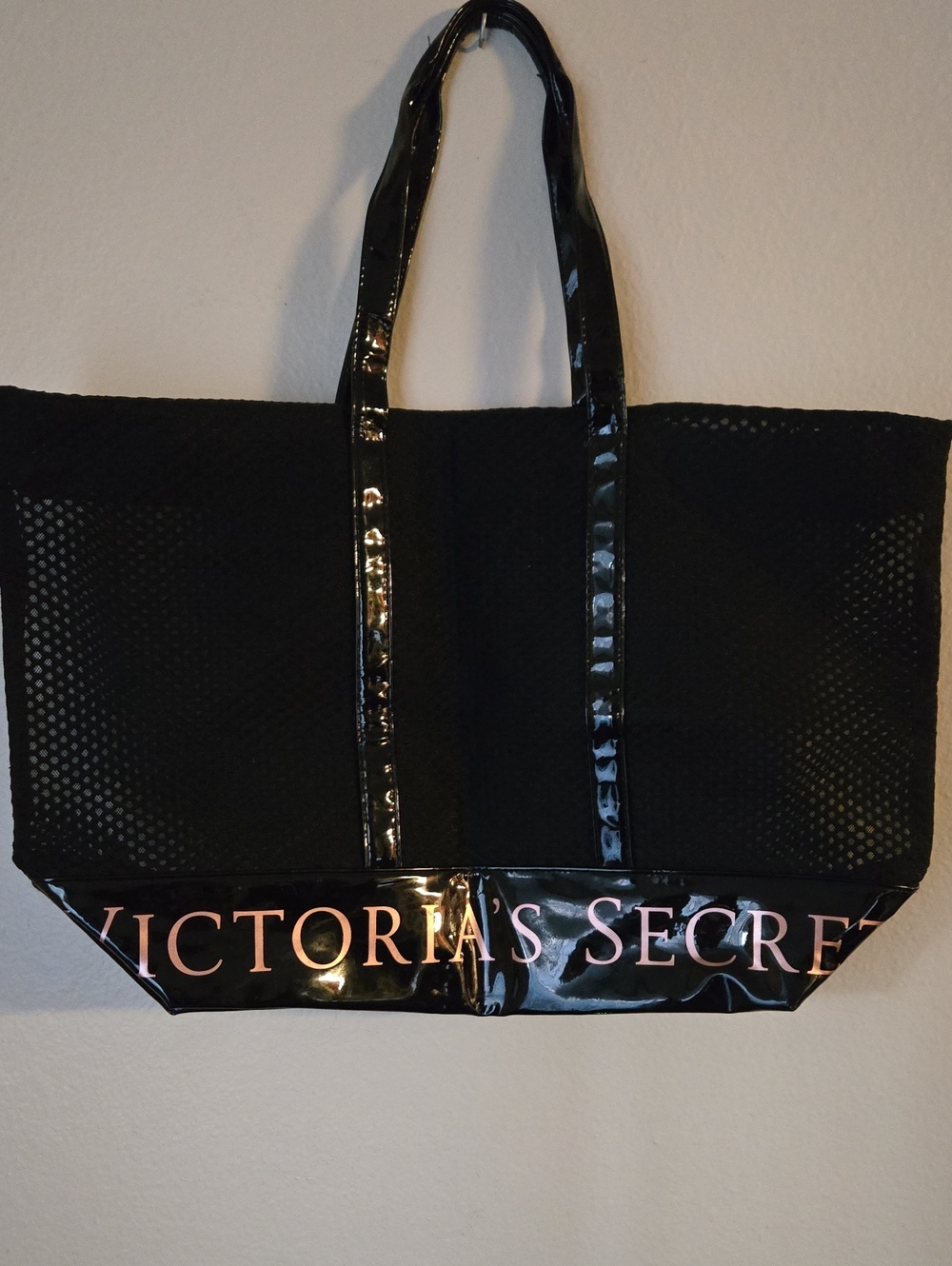 Victoria's Secret Black Mesh Weekender Tote Bag Large Oversized Beach Travel